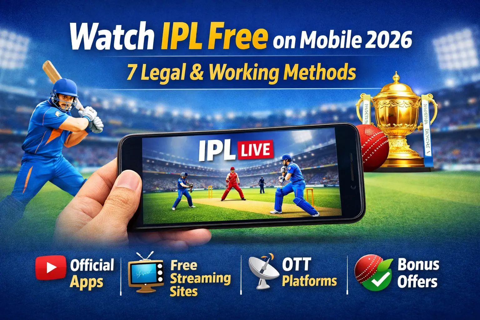 Watch IPL Free on Mobile 2026 – 7 Legal & Working Methods